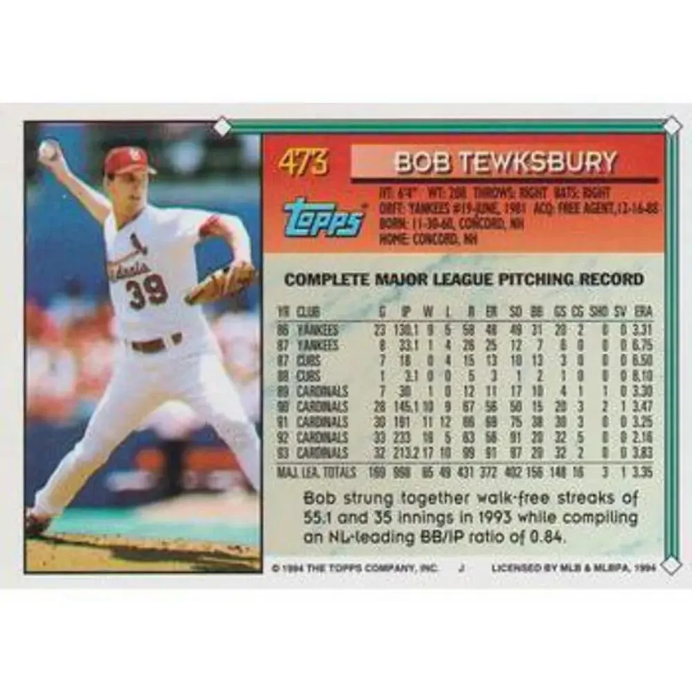 1994 Topps Bob Tewksbury # 473 St. Louis Cardinals
